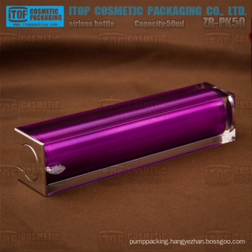 ZB-PK50 50ml double layers excellent quality 50ml square cosmetics airless acrylic bottle